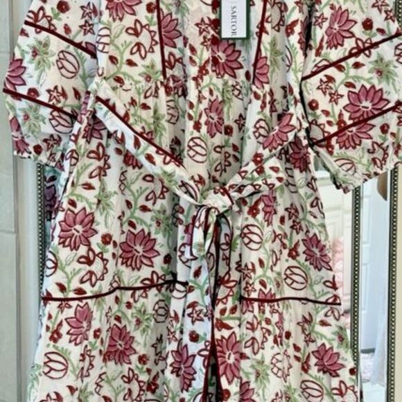 Brand new tuckernuck Sue Sartor maroon , green & white contrast print Dress - Picture 9 of 13